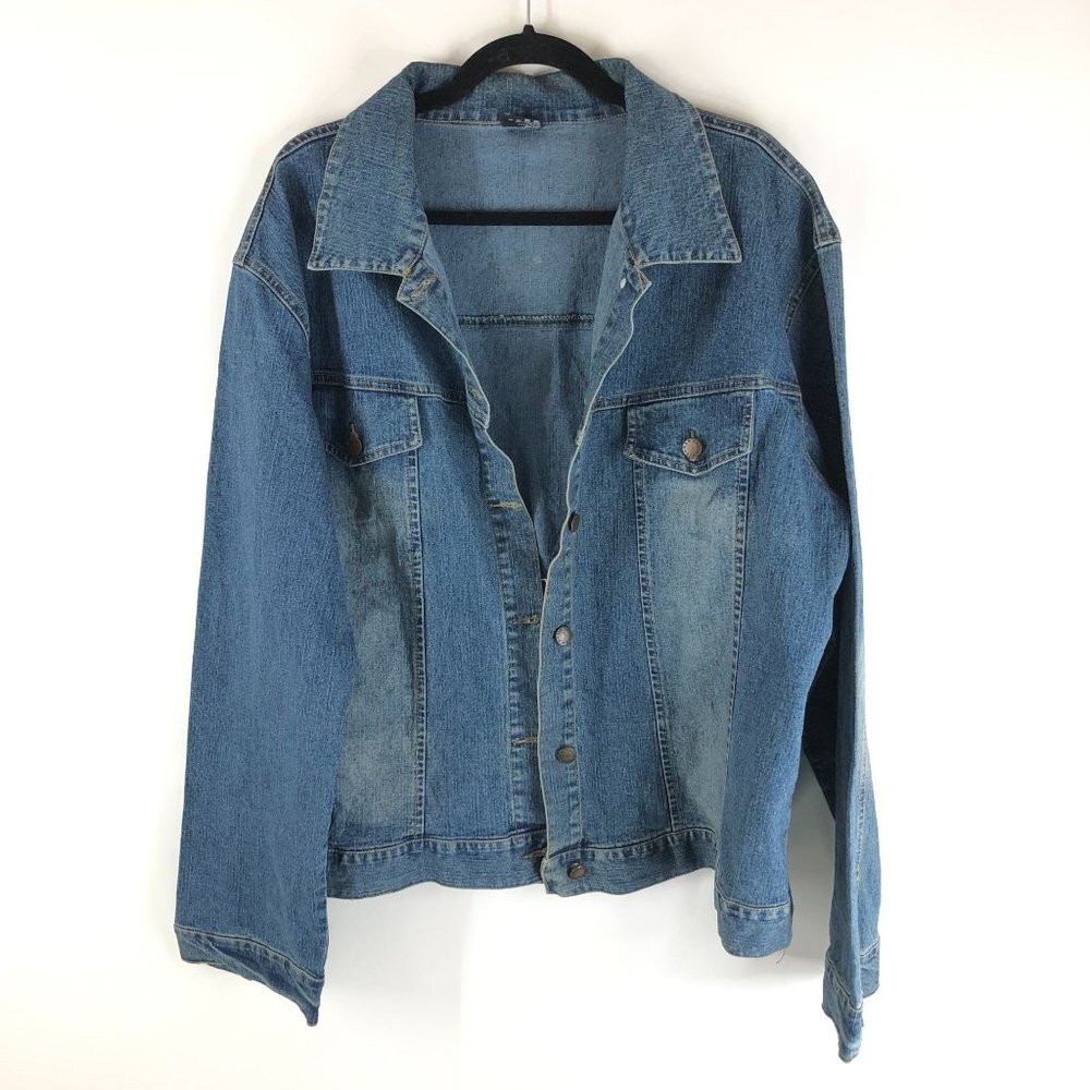 Katia Jeans Mens Denim Jacket Vintage Retro Trucker Fading Medium Wash US XL